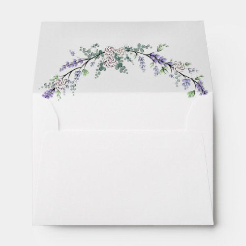 Lavender Ivory Rose and Eucalyptus Envelope