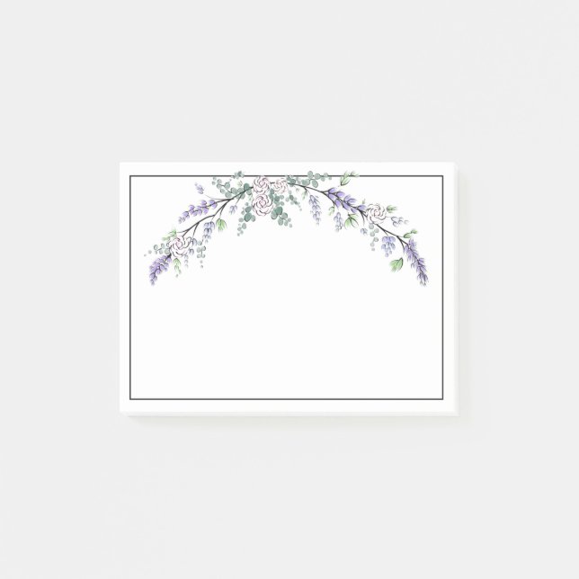 Lavender Ivory Rose and Eucalyptus Post-it Notes (Front)