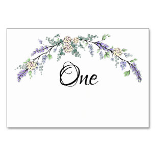 Lavender Ivory Rose and Eucalyptus Table Number