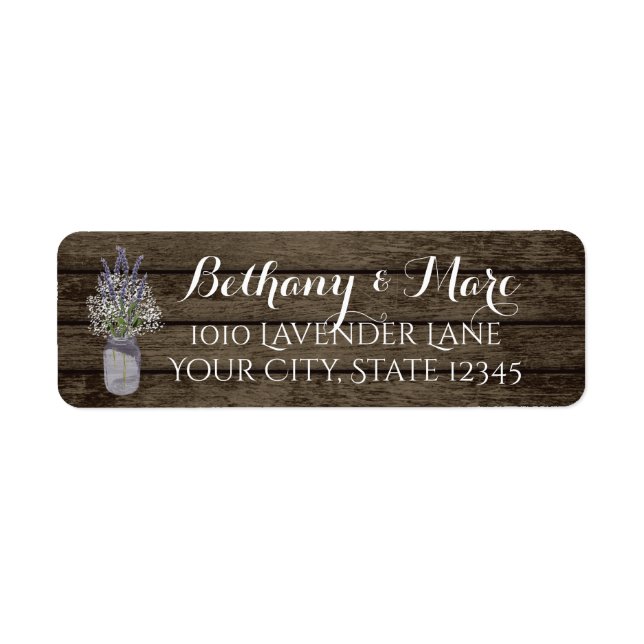 Lavender Jar and Barn Wood Address Label (Front)