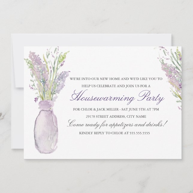 Lavender Jar Housewarming Party Invitation (Front)