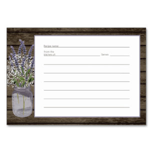 Lavender Jar Rustic Recipe Card