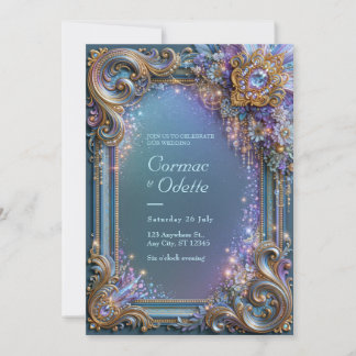 Lavender Jewel Filigree Wedding Invitation