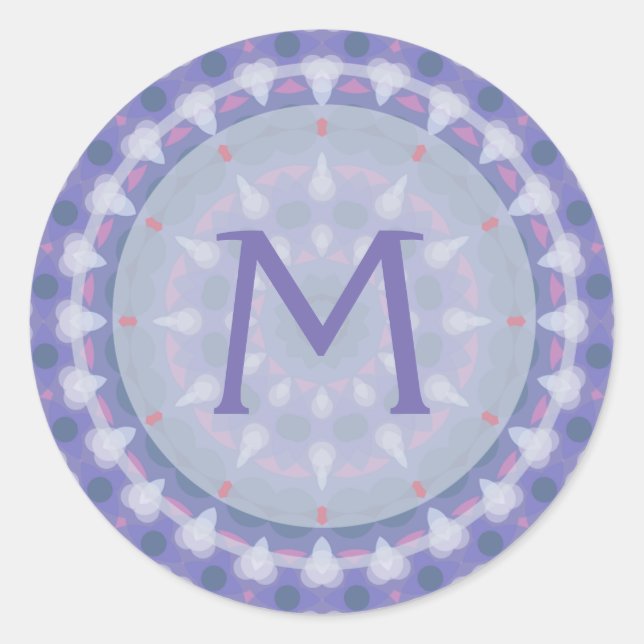 Lavender Kaleidoscope Monogram Sticker (Front)