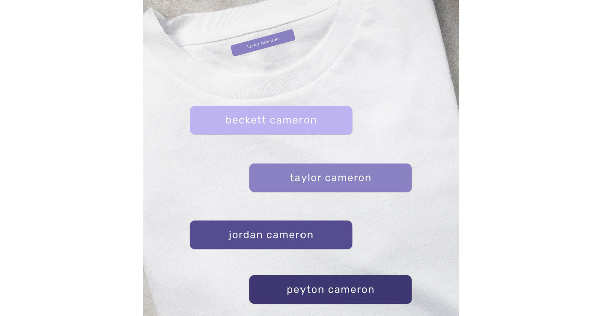 Lavender Kids Name Iron On Clothing Labels