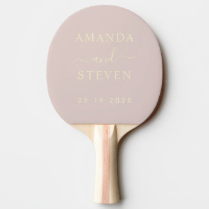 Lavender Kiss Couple Names with Wedding Date Ping Pong Paddle