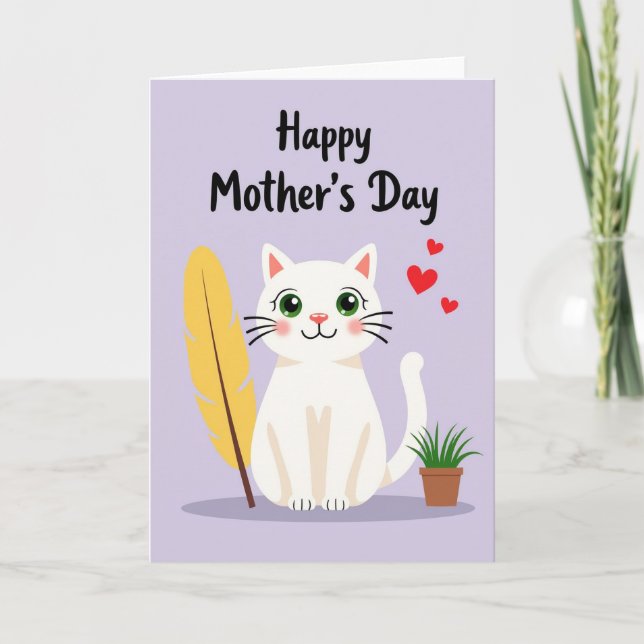 Lavender Kitten Mothers Day Card (Front)