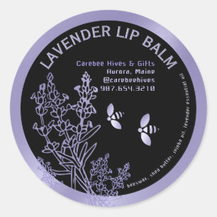 Lavender Label for Lip Balm flowers and bees