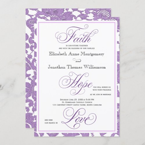 Lavender Lace Christian Wedding Invitation