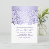 Lavender Lace Elegant Vintage White Bridal Shower Invitation (Standing Front)
