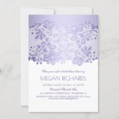 Lavender Lace Elegant Vintage White Bridal Shower Invitation (Front)