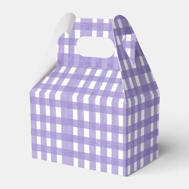 Lavender Lace Gingham Gabled Favor Box (Front Side)