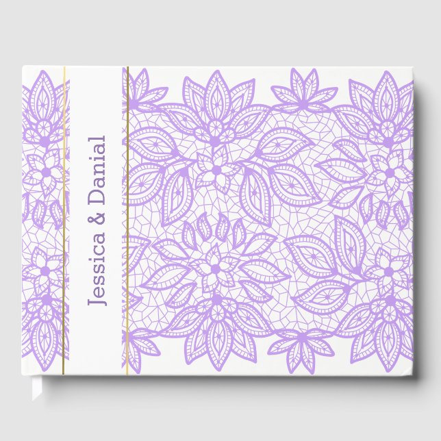 Lavender Lacy Wedding Guest Book (Front)