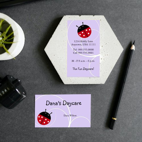 Lavender Ladybug Daycare Business Card