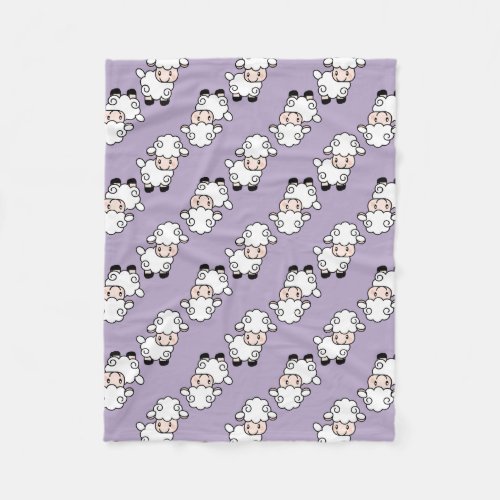 Lavender Lamb Sheep Fleece Blanket