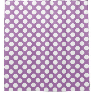 Lavender: Large white Polka Dot Pattern Shower Curtain