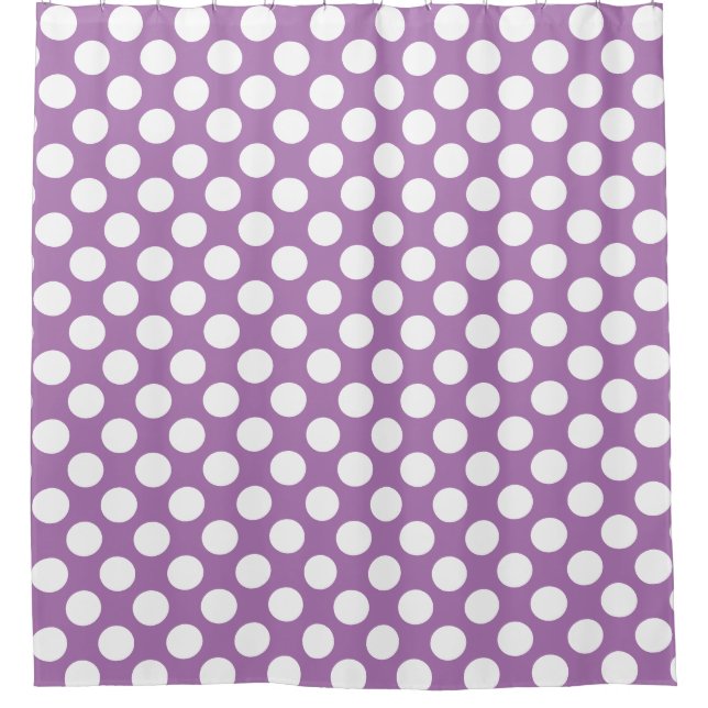 Lavender: Large white Polka Dot Pattern Shower Curtain (Front)
