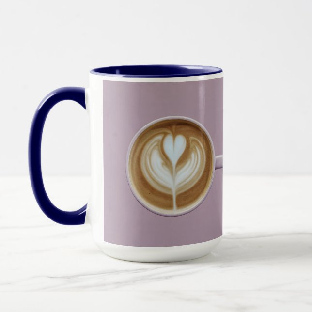 Lavender Latte Coffee Art Heart Combo Mug (Left)