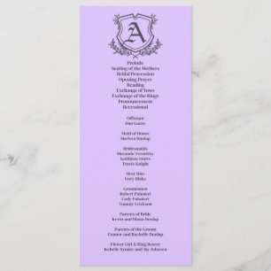 Lavender Leaf and Floral Monogram Wedding Program