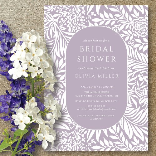Lavender Leaf Floral Bridal Shower Invitation