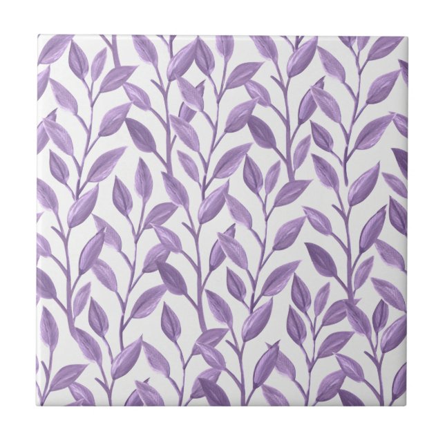 Lavender Leaves Ceramic Tile (Front)