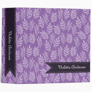 Lavender Leaves Elegant Purple Pattern With Name Binder