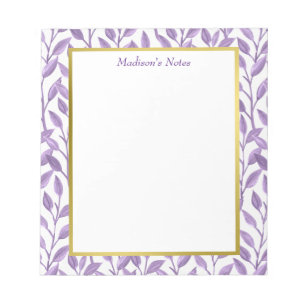 Lavender Leaves Personalized Notepad