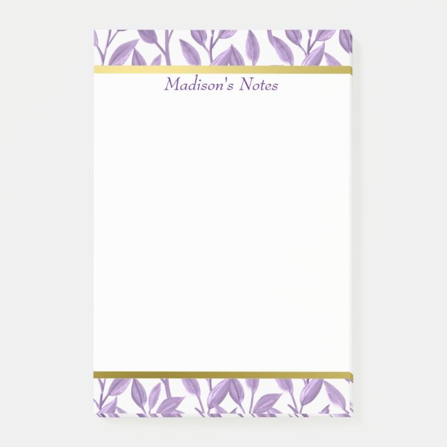 Lavender Leaves | Personalized Post-it Notes (Front)