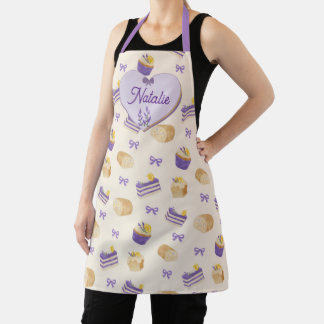 Lavender Lemon Cake Watercolor Baking Design Apron