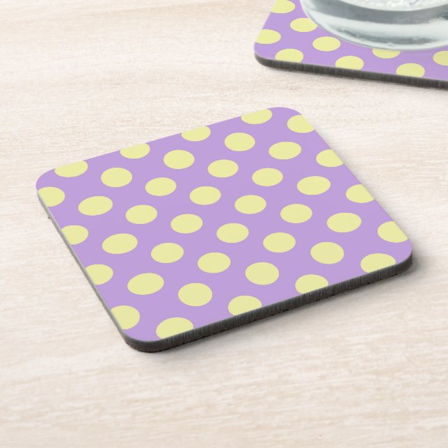 Lavender Lemon Polkadots Beverage Coaster (Left Side)