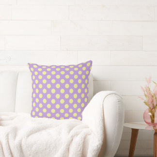 Lavender Lemon Polkadots Throw Pillow