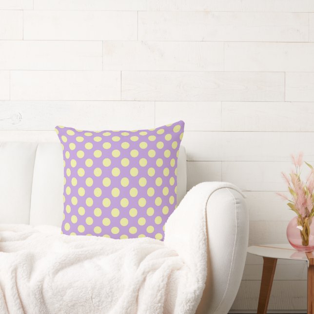 Lavender Lemon Polkadots Throw Pillow (Couch)