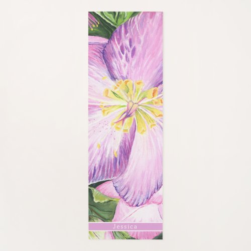 Lavender Lenten Rose Floral  Yoga Mat