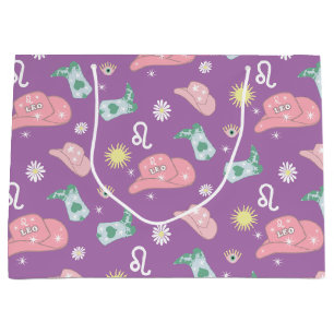 Lavender Leo Zodiac Pattern Aesthetic Large Gift Bag