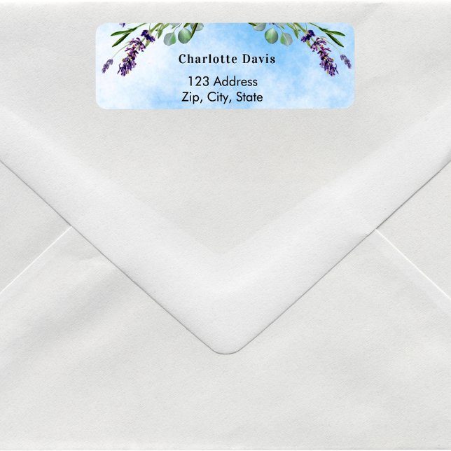 Lavender light blue greenery return address label (Creator Uploaded)