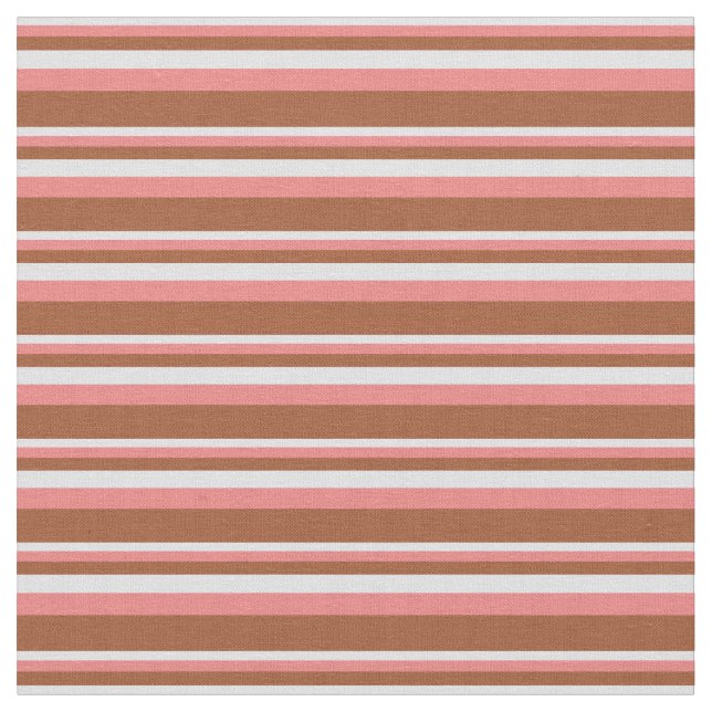 Lavender, Light Coral, and Sienna Stripes Pattern Fabric (Close Up)