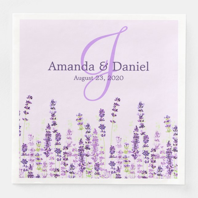 Lavender Light Purple Flowers Paper Dinner Napkins (Front)