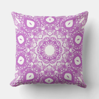 Lavender Light Purple Kaleidoscope Mandala Pillows