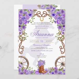 Lavender Light Purple Western Charro Quinceañera Invitation