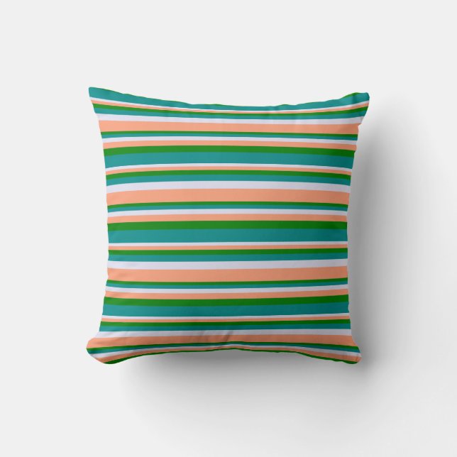Lavender, Light Salmon, Green & Dark Cyan Lines Throw Pillow (Front)
