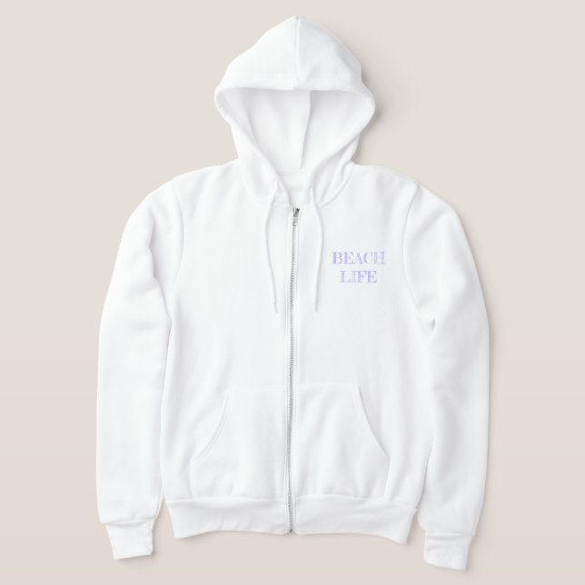 Lavender Lighthouse Zippered Hoodie (Laydown)