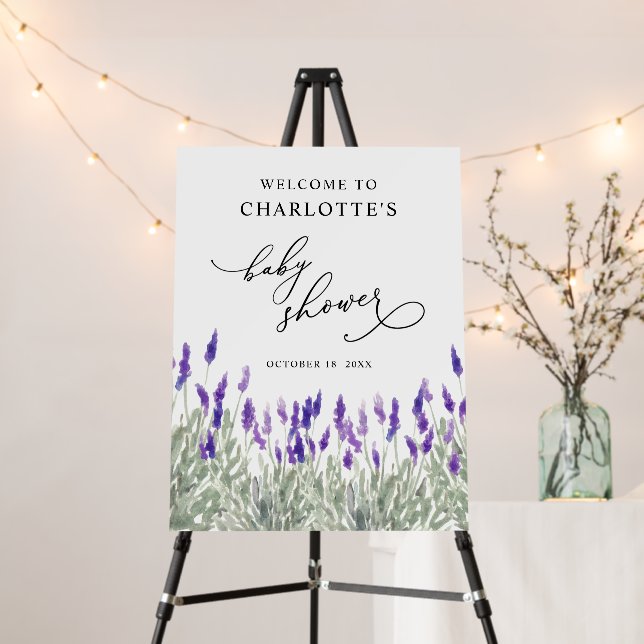 Lavender Lila Greenery Welcome Baby Shower  Foam Board (In Situ (Stand))