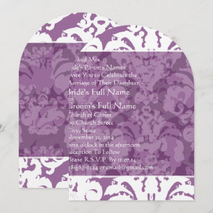 Lavender Lilac Damask Wedding Invitation