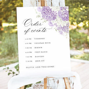 Lavender Lilac Floral Wedding Order of Events Sign