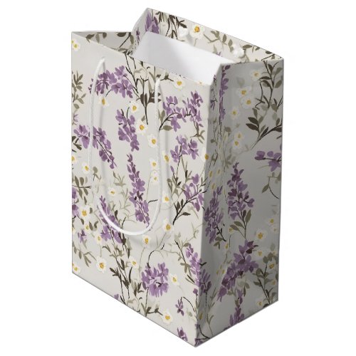 Lavender Lilac Flower Design Medium Gift Bag