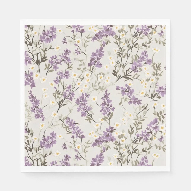 Lavender Lilac Flower Design Napkins (Front)