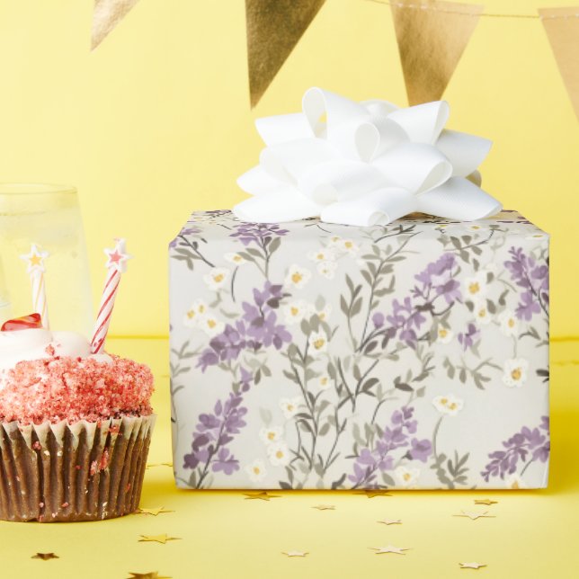 Lavender Lilac Flower Design Wrapping Paper (Birthday Party)