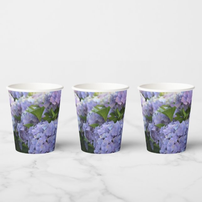 Lavender & Lilac Hortensia Hydrangea Flowers Paper Cups (Multi)