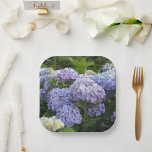 Lavender & Lilac Hortensia Hydrangea Flowers Paper Plates