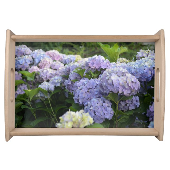 Lavender & Lilac Hortensia Hydrangea Flowers Serving Tray (Front)